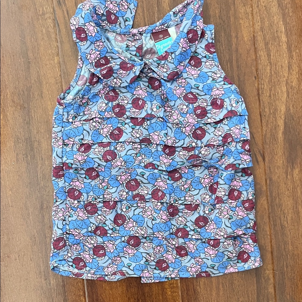 Matilda Jane Girls Blue Floral Ruffle Tank Top